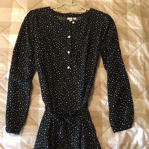 GAP black dot long sleeve mini dress size Small Petite
